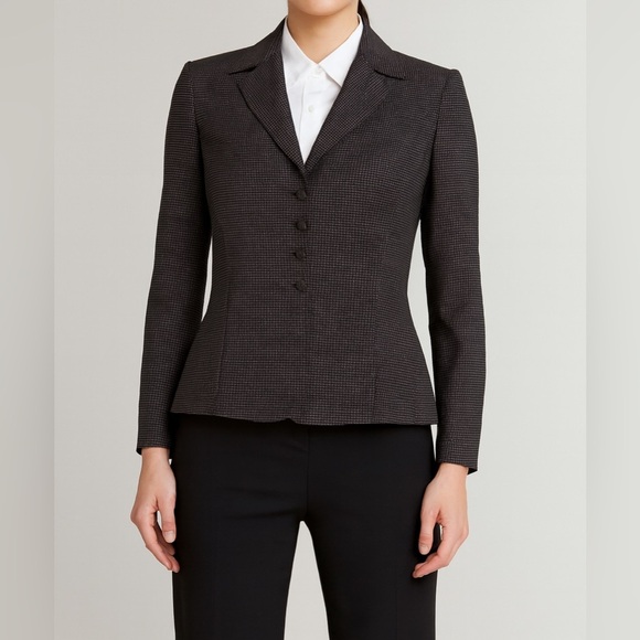 Tahari Blazer textured dotted rose button detail black and white Jacket  size 10 - Picture 1 of 12